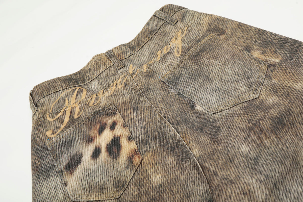 Jeans larges lavés à motif léopard Madxmarx