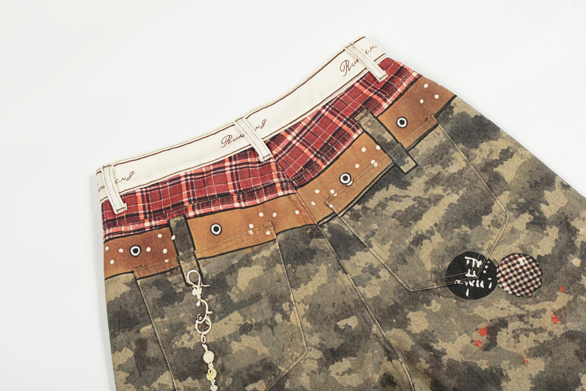 Pantalon en jean large à patchwork camouflage Madxmarx