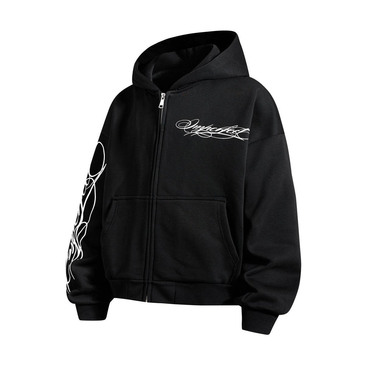 Madxmarx Script Sleeve Zip-Up Hoodie
