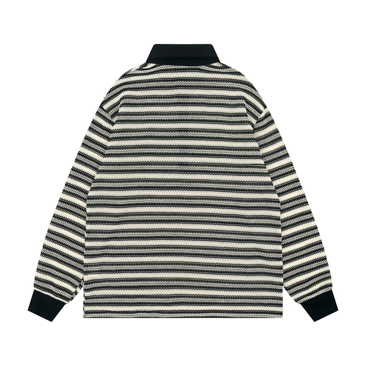 Madxmarx Striped Knit Long-Sleeve Polo