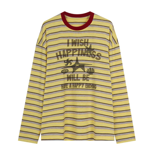 Madxmarx Happiness Striped Long Sleeve Tee - M / Yellow