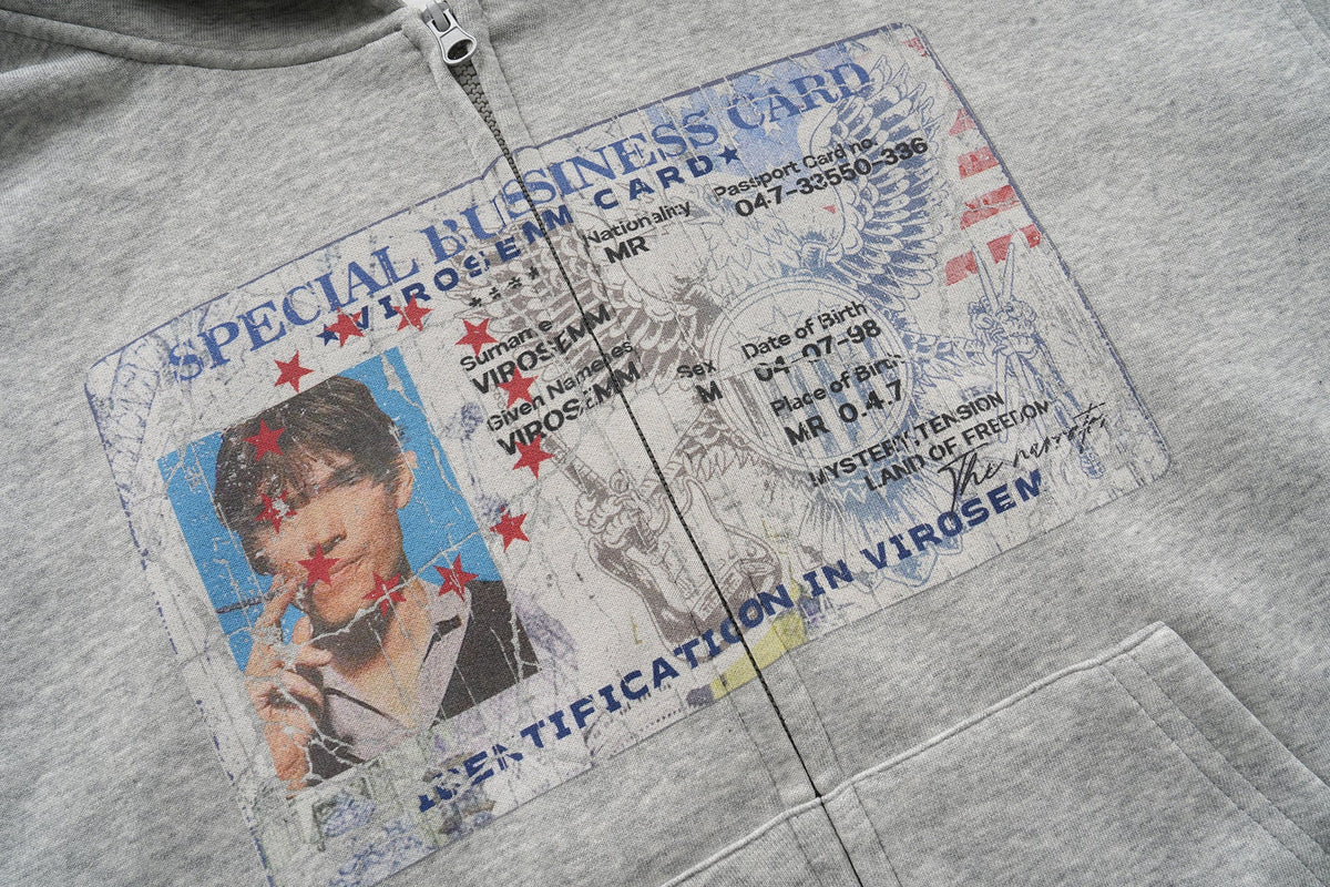 Madxmarx “Business Card” Graphic Zip Hoodie