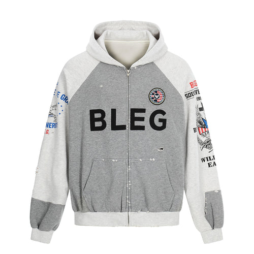 Madxmarx Graphic Zip-Up Hoodie - S / Grey