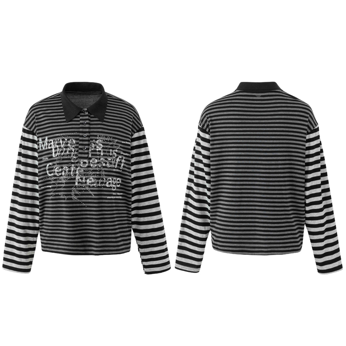 Madxmarx Langarm-Poloshirt mit Streifen