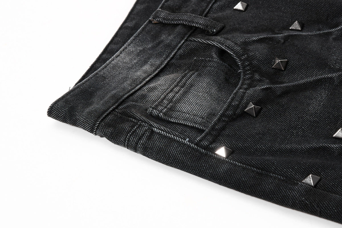 Madxmarx Studded Wide-Leg Denim Jeans