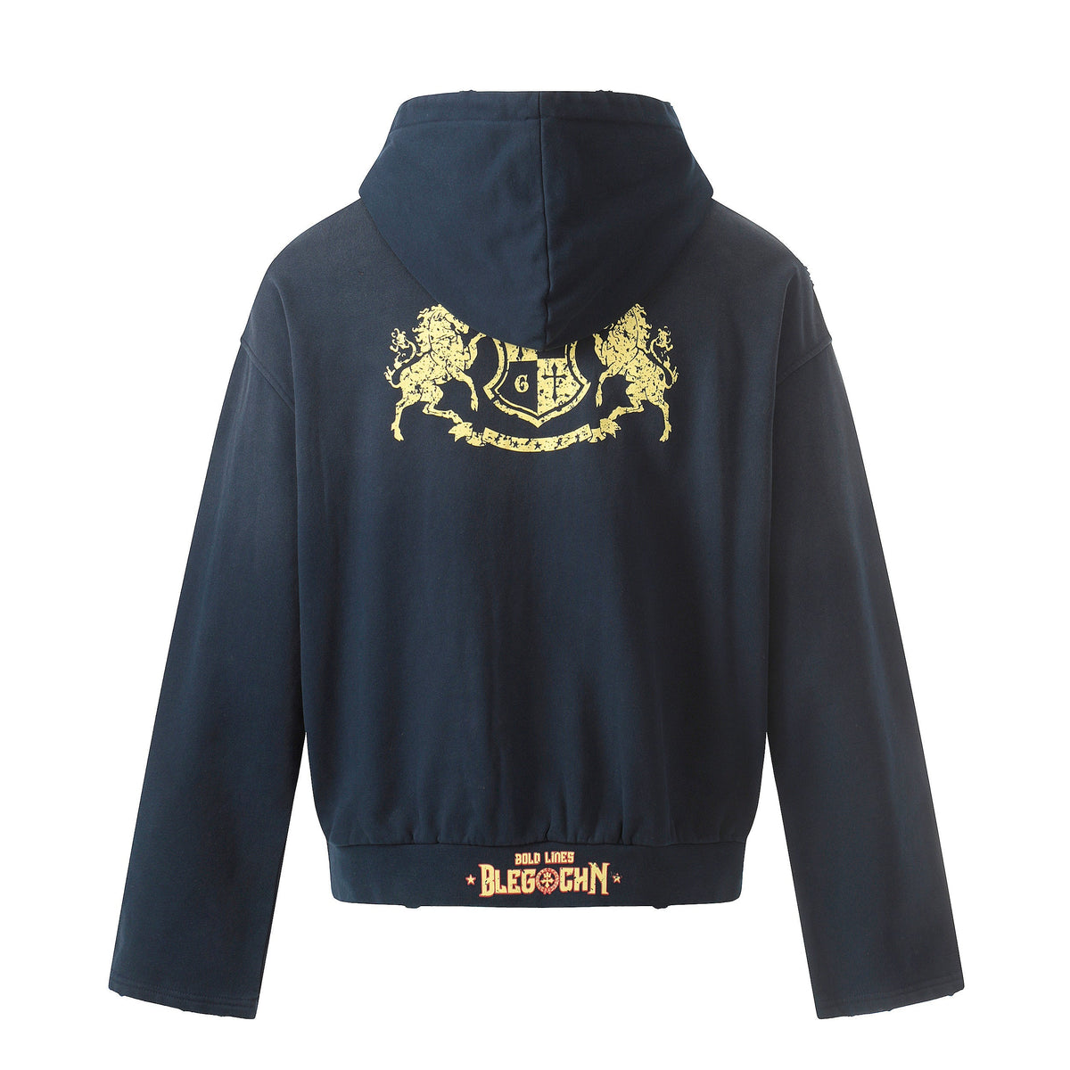 Madxmarx Distressed Crest Zip-Up Hoodie