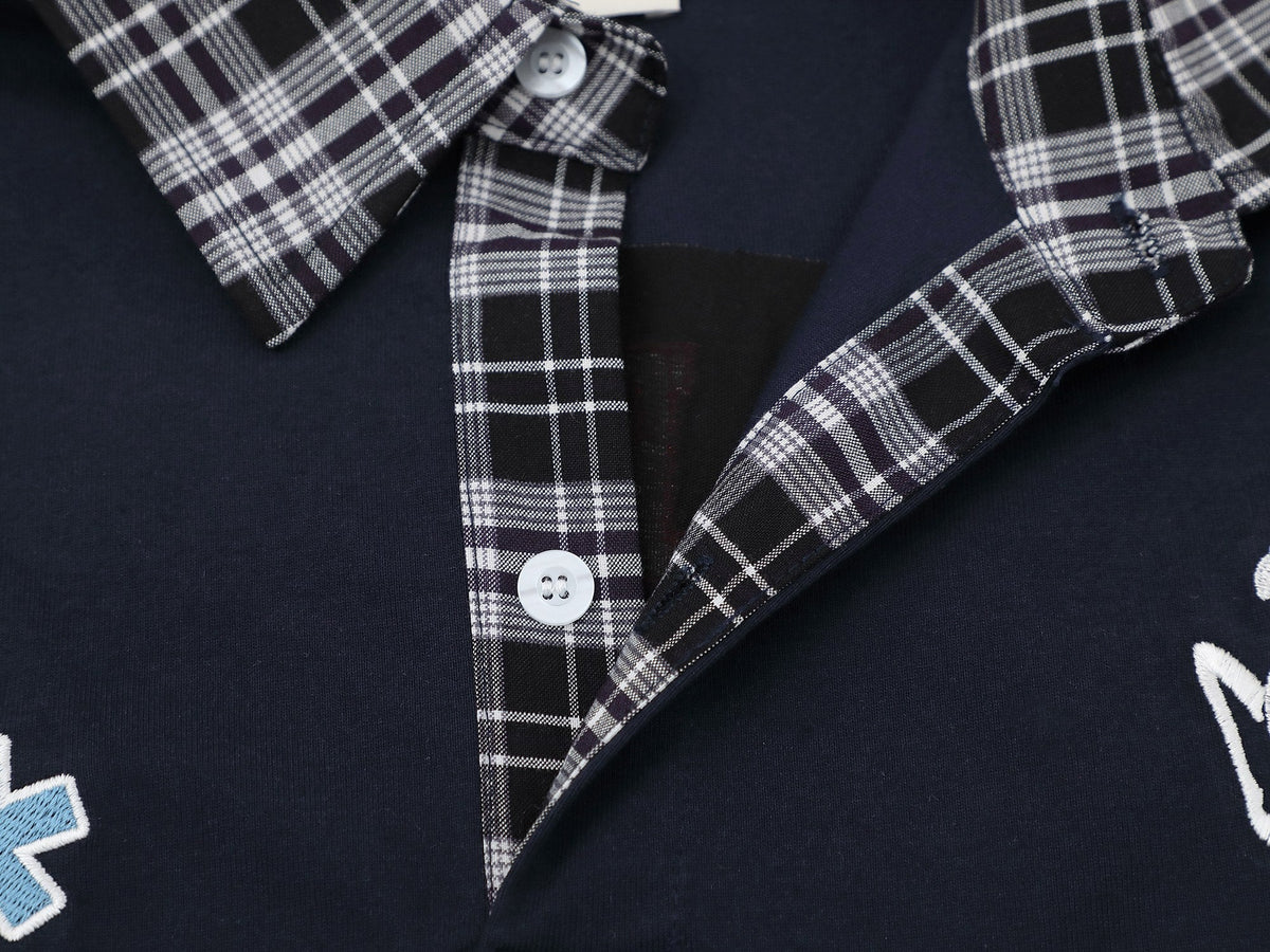Madxmarx Plaid Sleeve Polo Shirt
