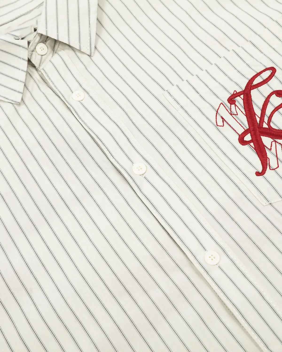 Striped Embroidered Short-Sleeve Shirt