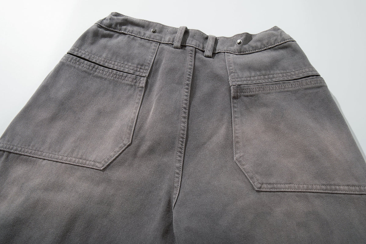 Madxmarx Strap-Detail Washed Wide-Leg Jeans