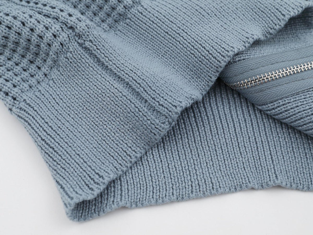 Madxmarx Waffle Texture Badge Zip Jacket