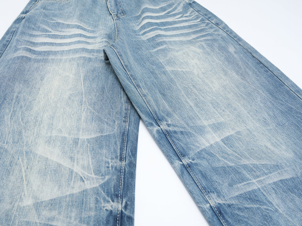 Jean large en denim délavé épais Madxmarx