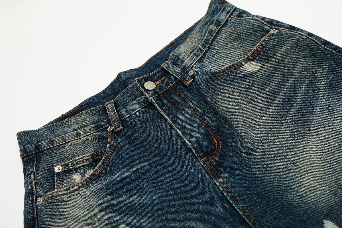 Madxmarx Vintage-Waschung Wide-Leg-Jeans