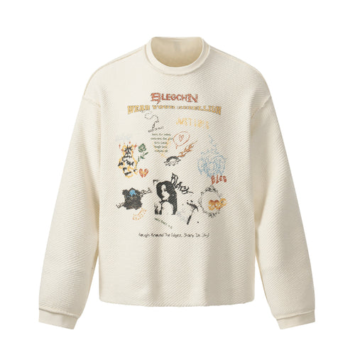 Madxmarx Graphic Textured Sweatshirt - S / Apricot 1