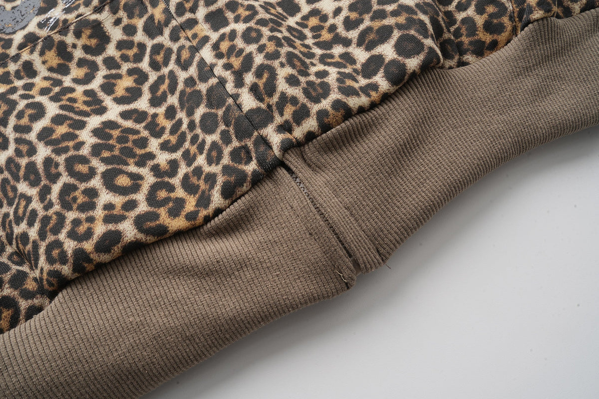 Madxmarx Leopard Graphic Zip-Up Hoodie