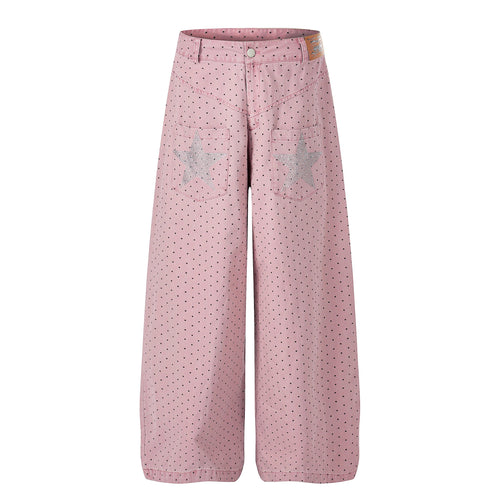 Madxmarx “Polka Star Wide-Leg Pants” - XS / Pink