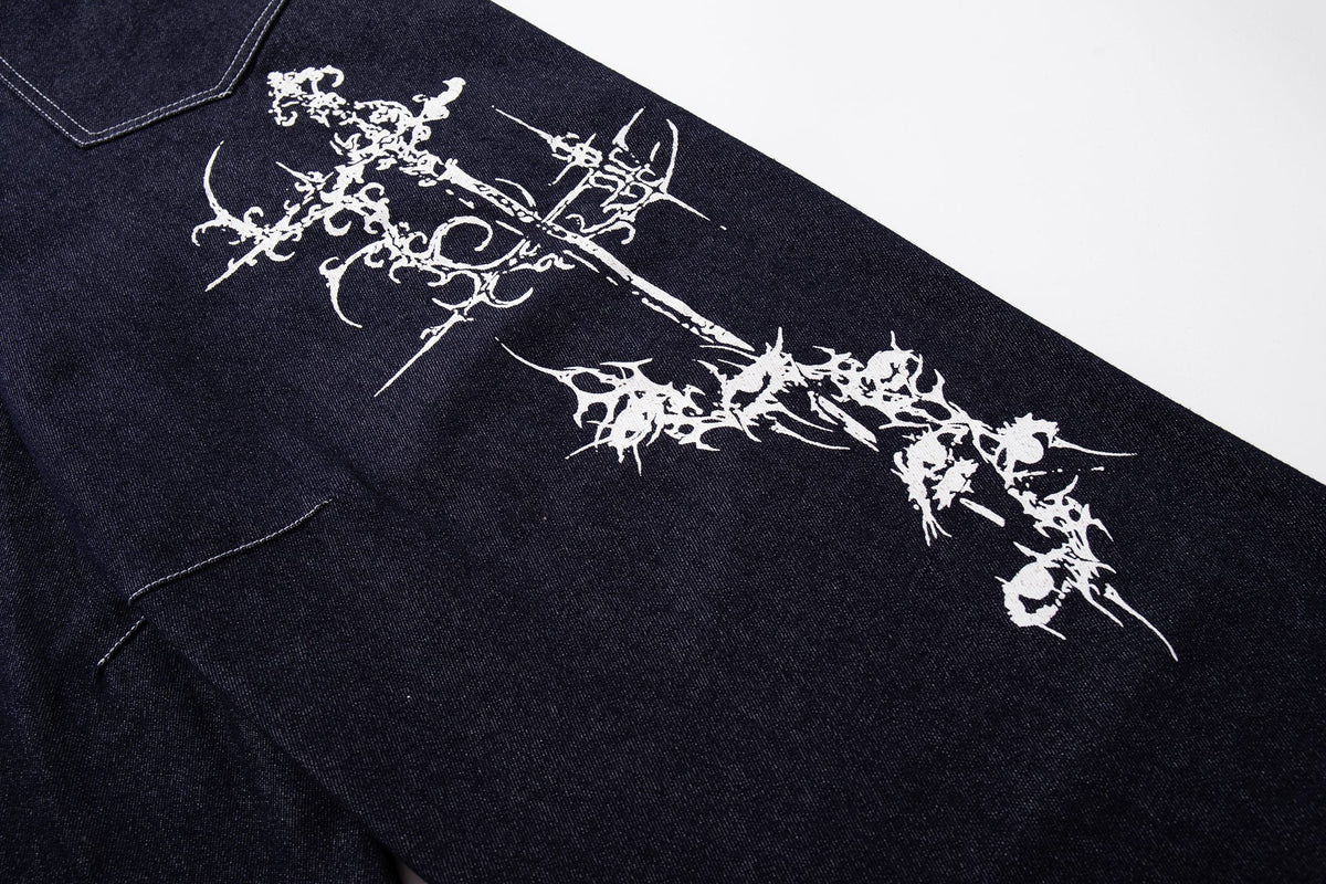 Madxmarx Gothic Script Wide-Leg Jeans