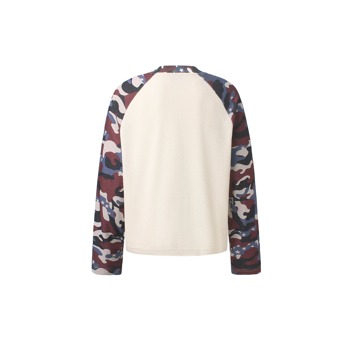 Madxmarx Camo Sleeve Varsity Graphic Long Sleeve Tee