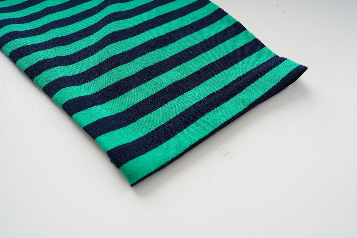 Madxmarx Green Striped Long Sleeve Tee