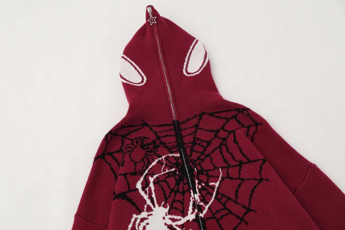 Madxmarx Spider Web Knit Zip Hoodie