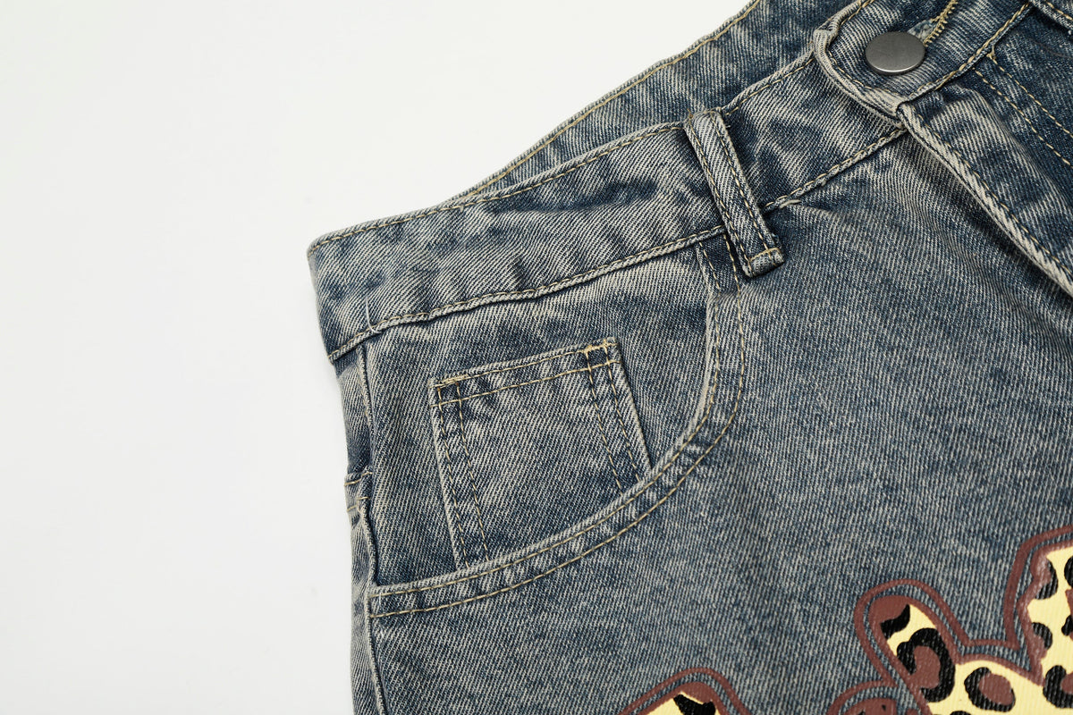 Jeans larges à motif léopard Madxmarx Star