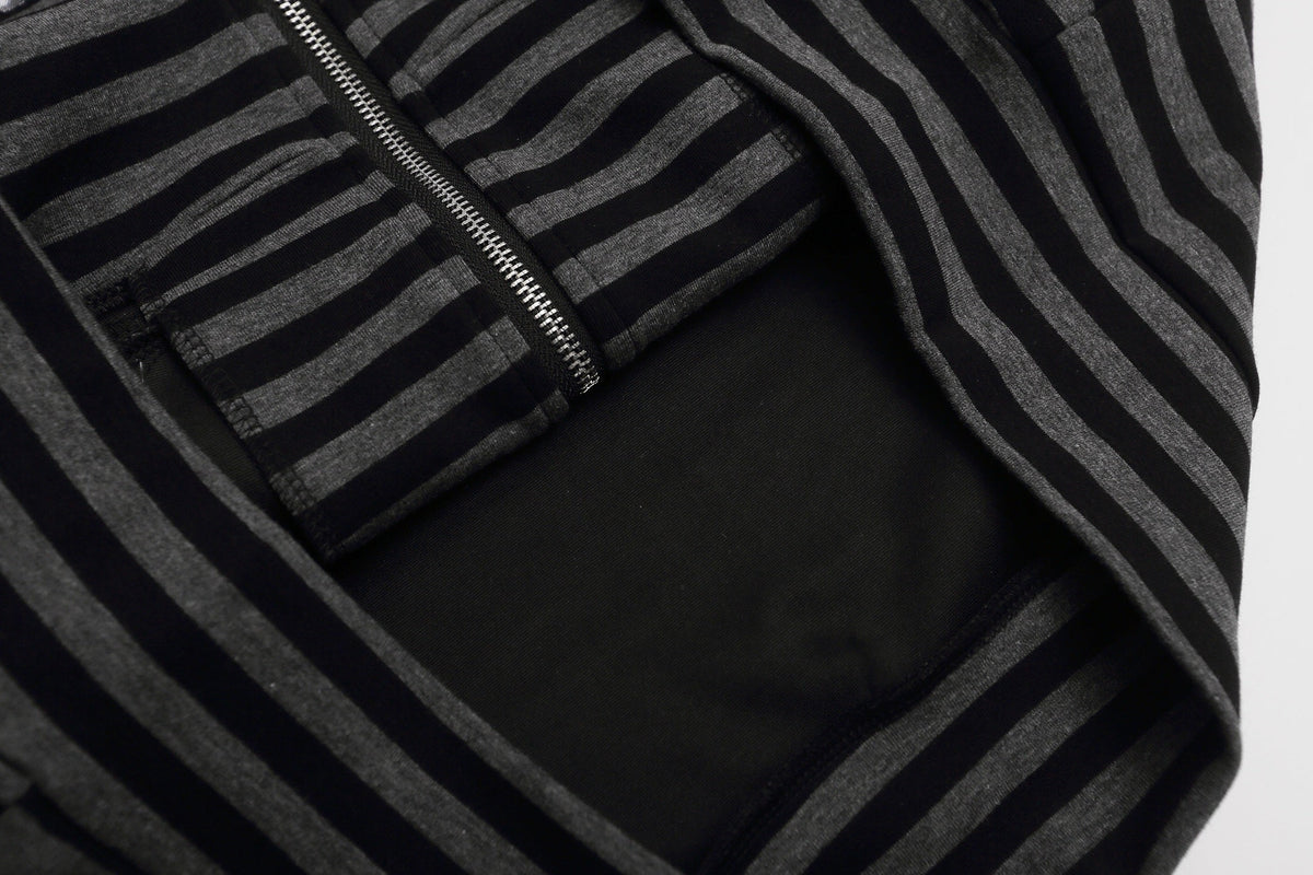 Madxmarx Fleur-De-Lis Striped Zip-Up Hoodie