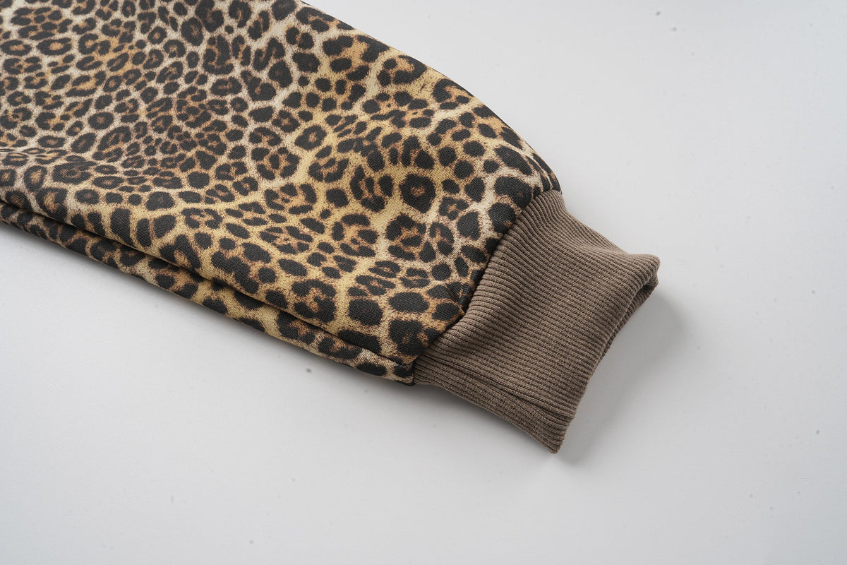 Madxmarx Leopard Graphic Zip-Up Hoodie