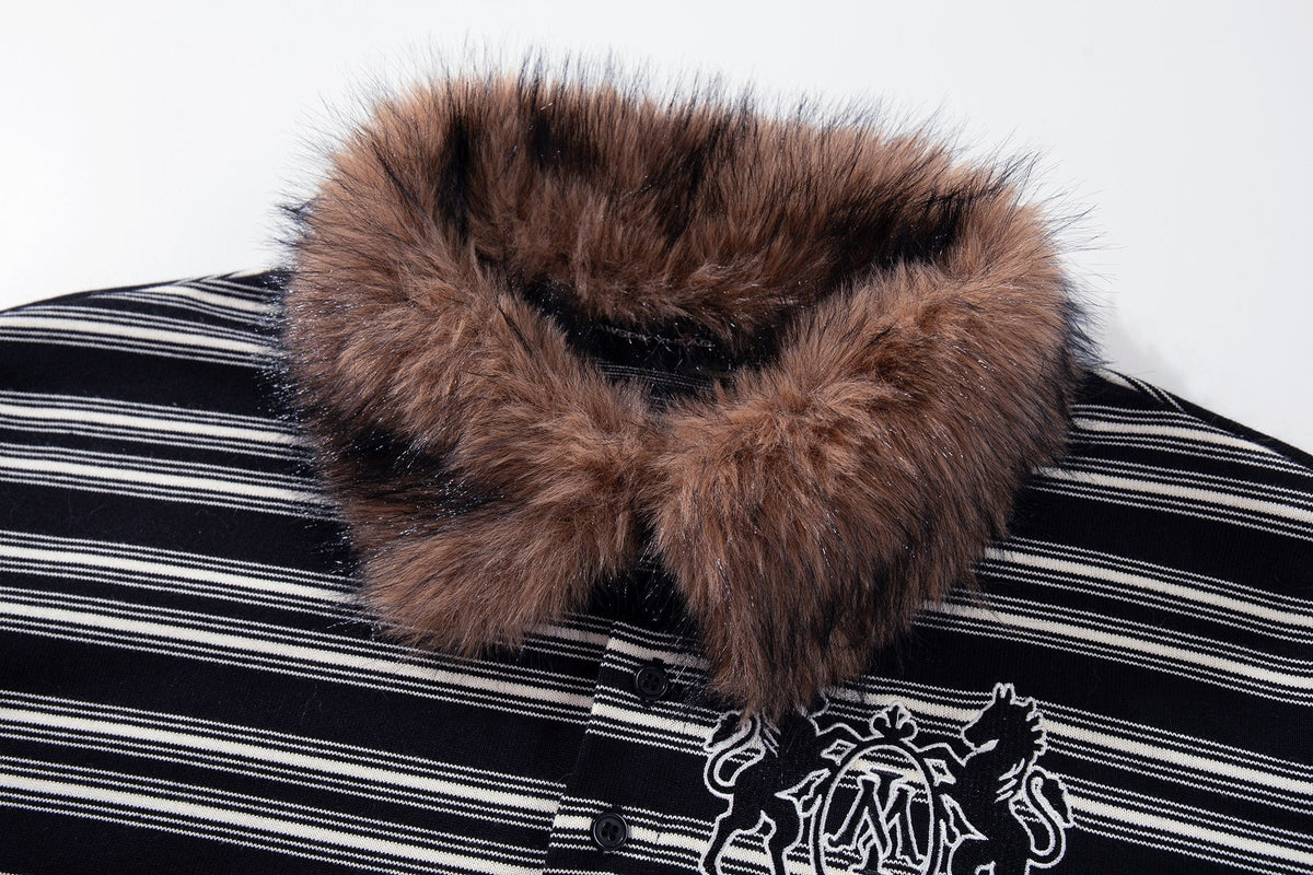 Madxmarx Fur Collar Rugby Polo