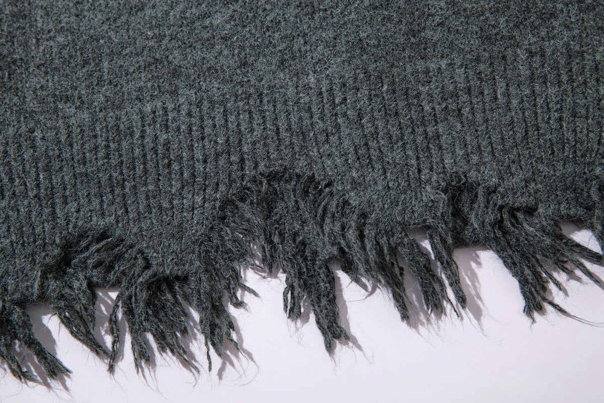 Madxmarx Distressed Hem Half-Zip Knit Sweater