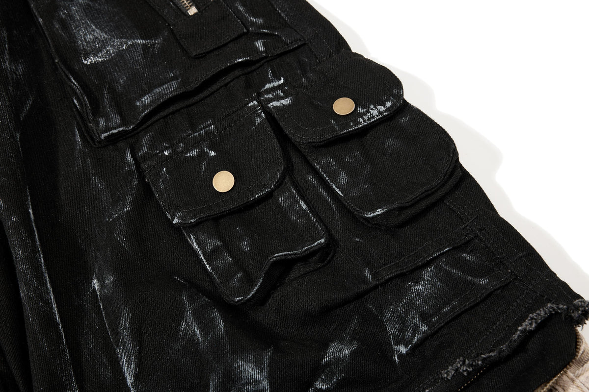 Madxmarx Gewaschene Utility-Cargohose aus Denim