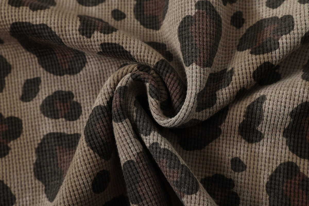 Madxmarx Leopard Print Long Sleeve Polo
