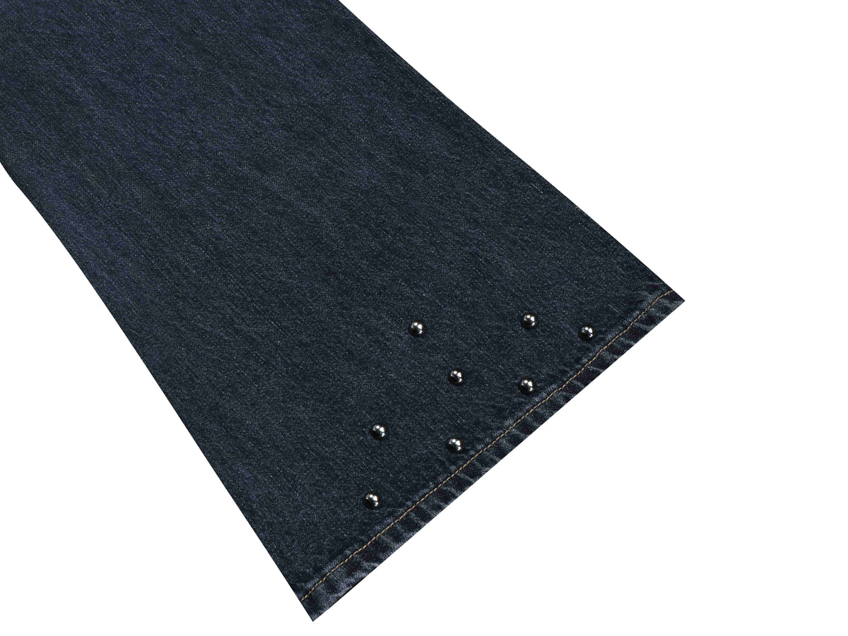 Madxmarx Union Jack Studded Wide-Leg Jeans
