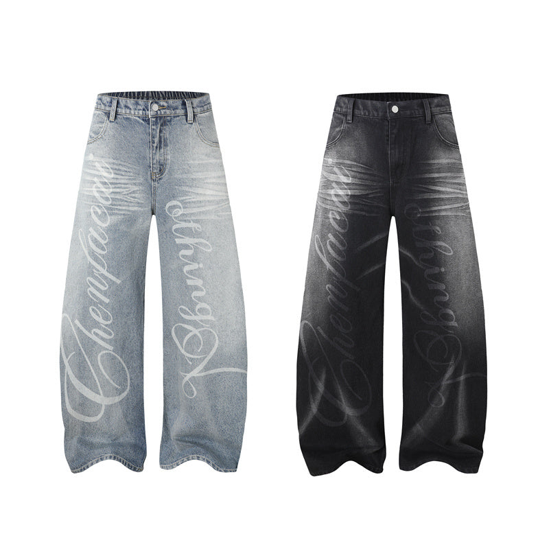 Madxmarx Script Logo Wide-Leg Jeans