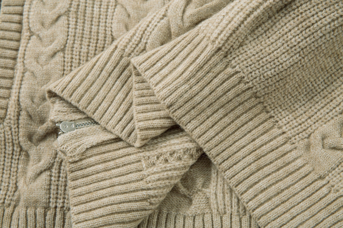 Madxmarx Cable Knit Zip-Up Sweater Jacket