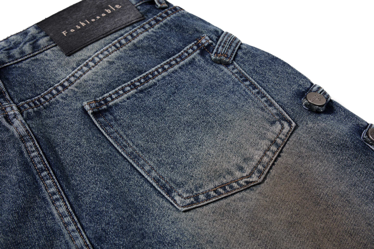 Madxmarx Washed Button-Detail Baggy Jeans