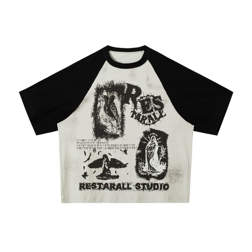 Camiseta Raglan com Estampa Madxmarx - M / Branco