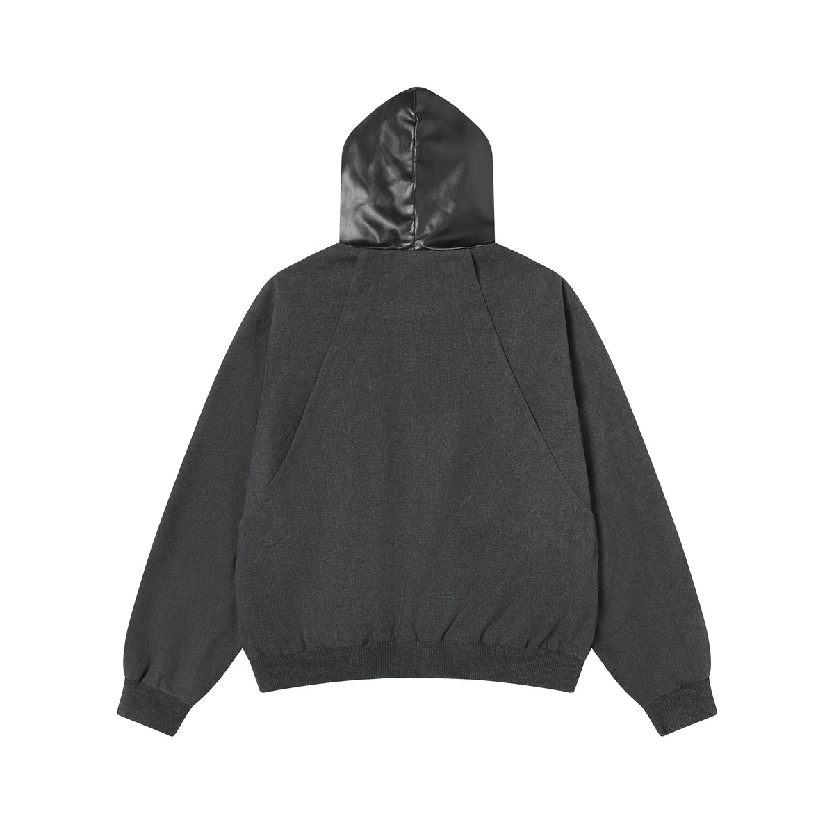 Madxmarx Hybrid Vegan Leather Hooded Zip Jacket