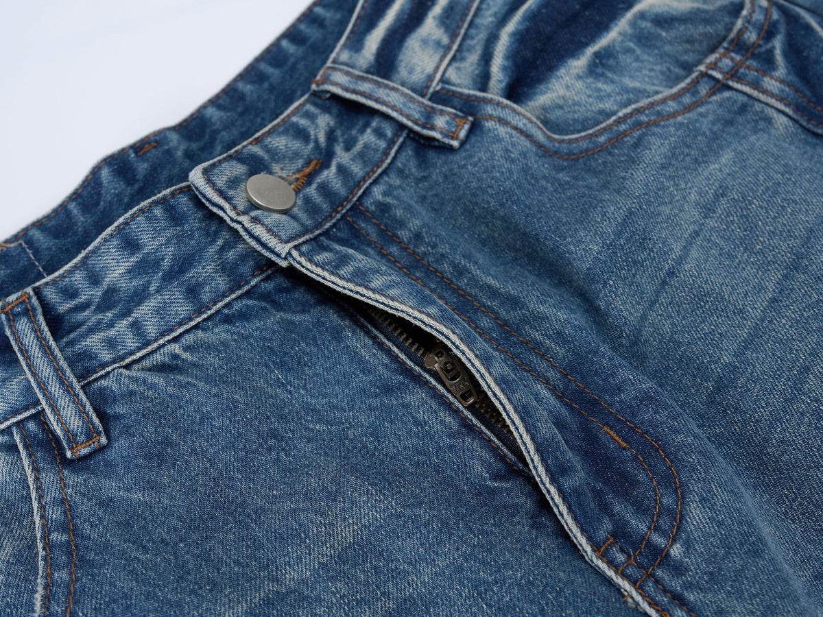 Madxmarx Distressed Wide-Leg Denim Jeans