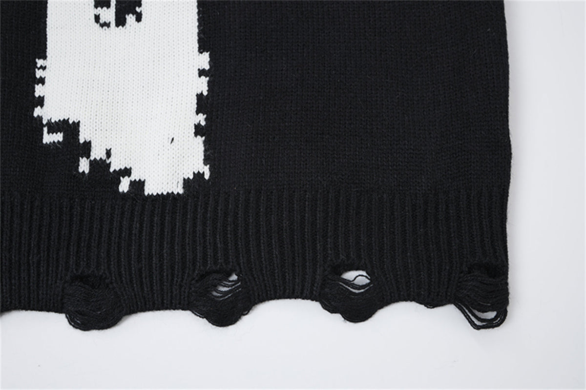 Madxmarx Distressed Cross Knit Sweater