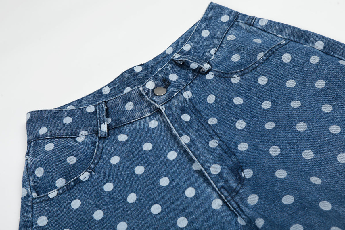 Madxmarx Jeans aus gewaschenem Denim mit Punkten