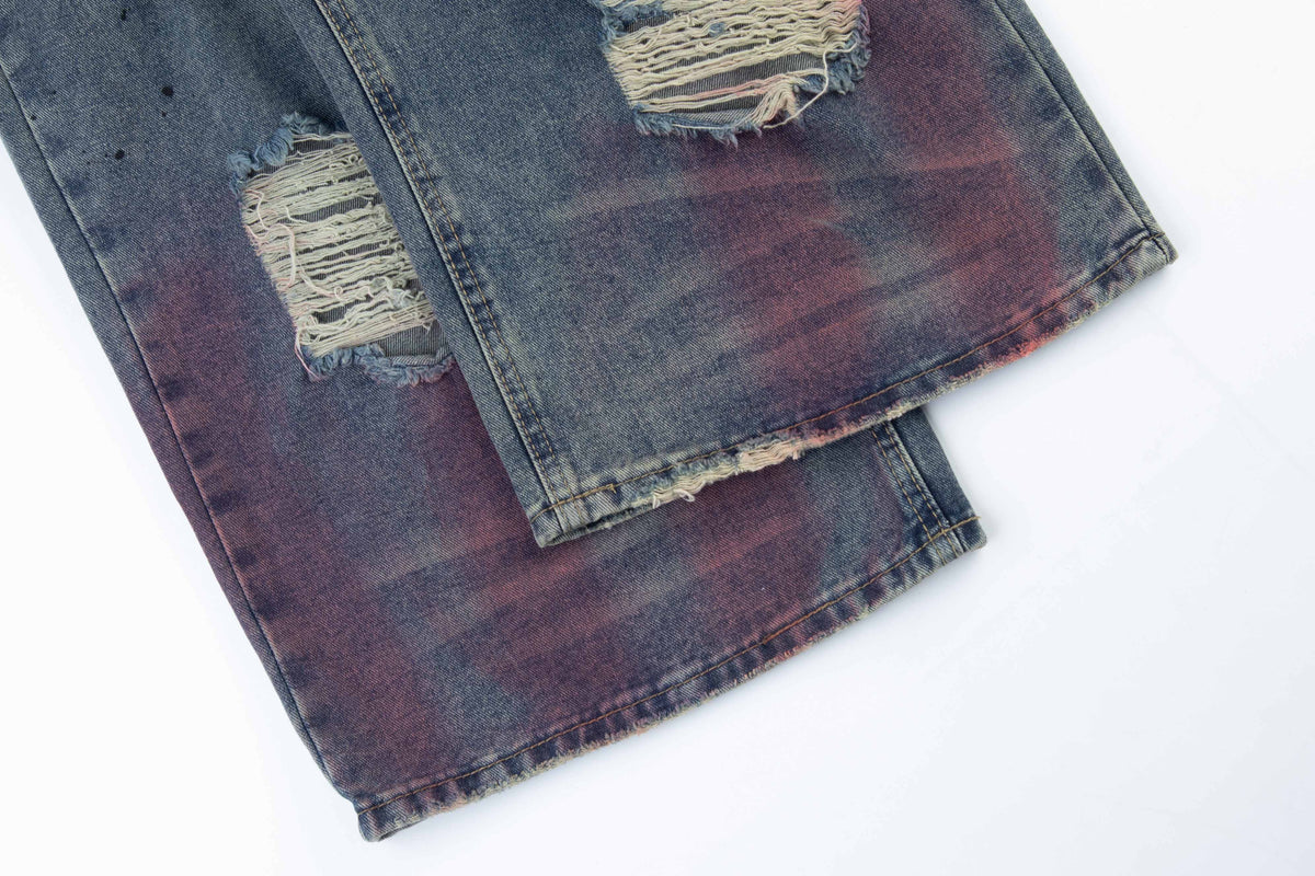 Madxmarx Distressed-Jeans mit weitem Bein in Washed-Optik