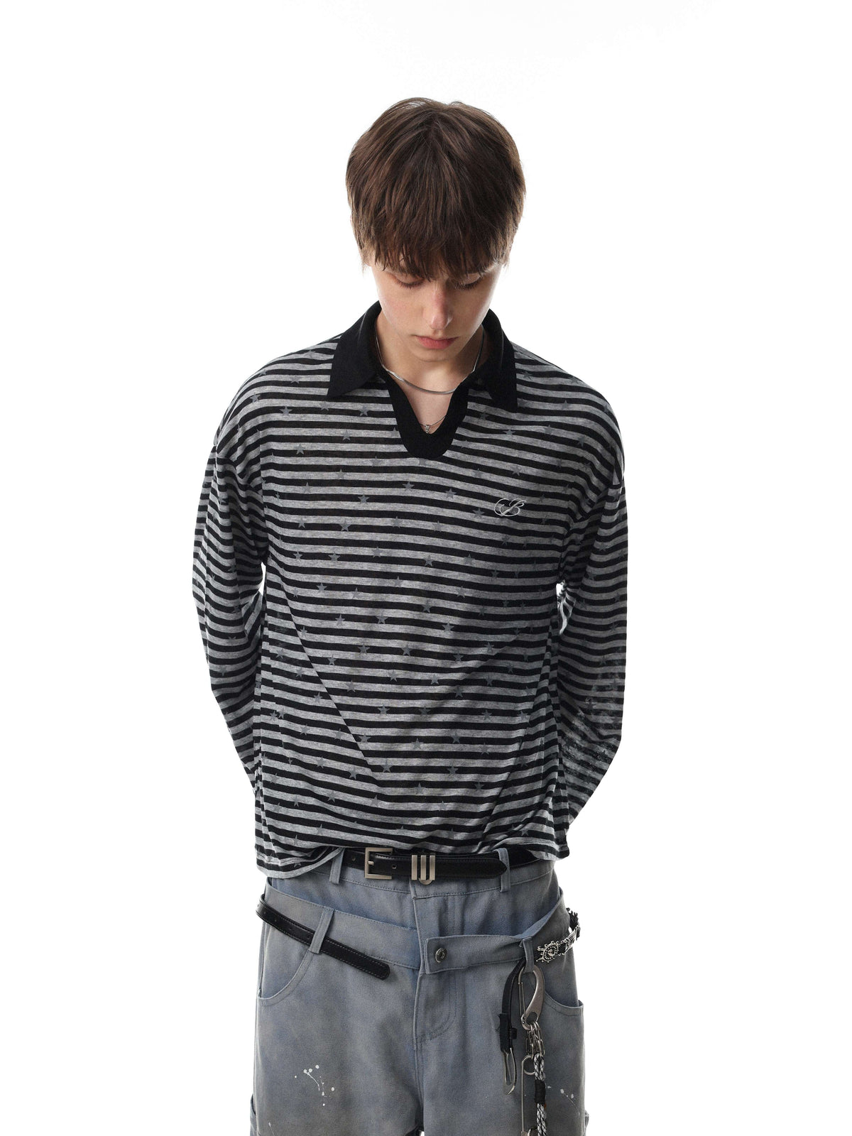 Madxmarx “Star Stripe Long Sleeve Polo”