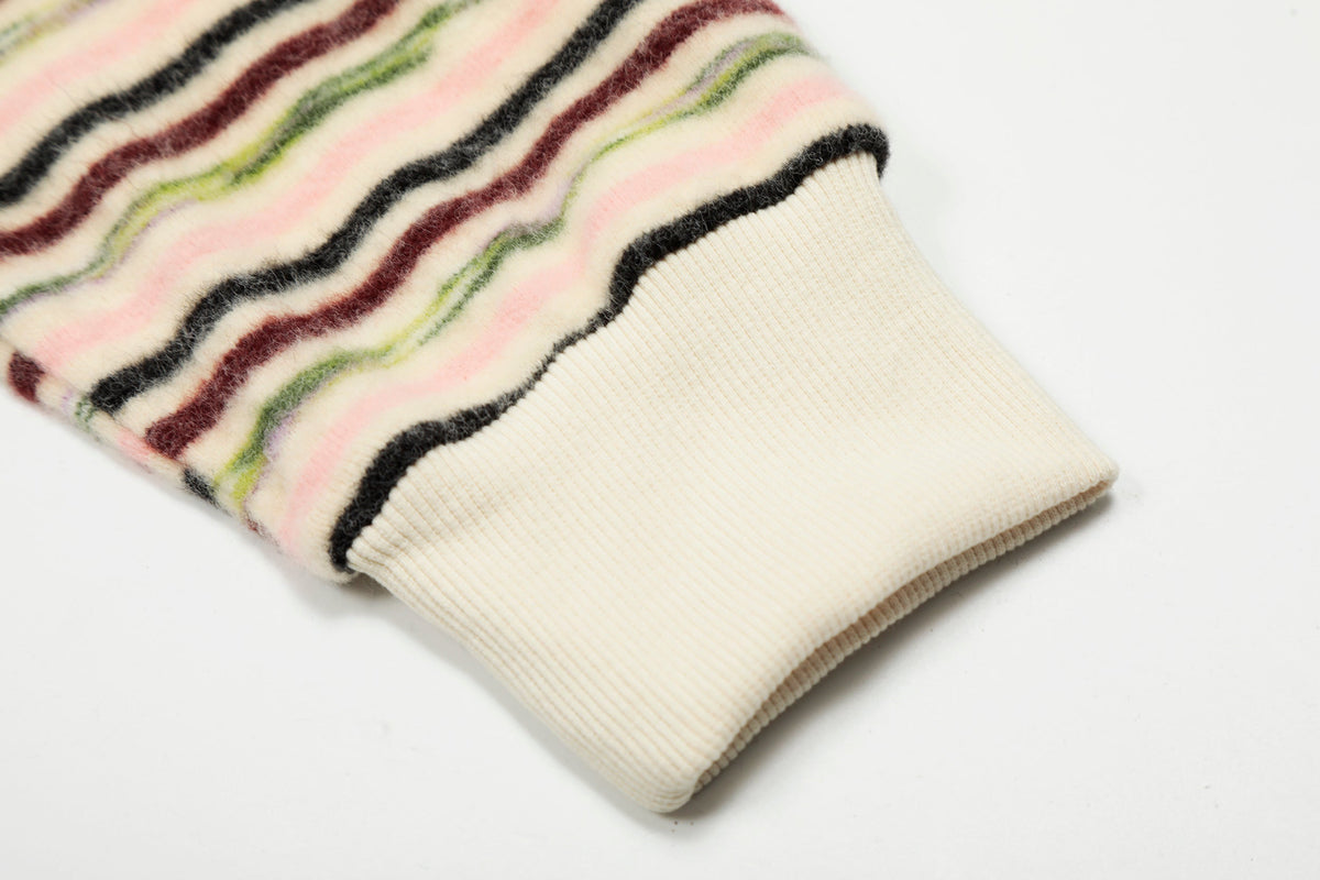 Madxmarx Striped Knit Zip Hoodie