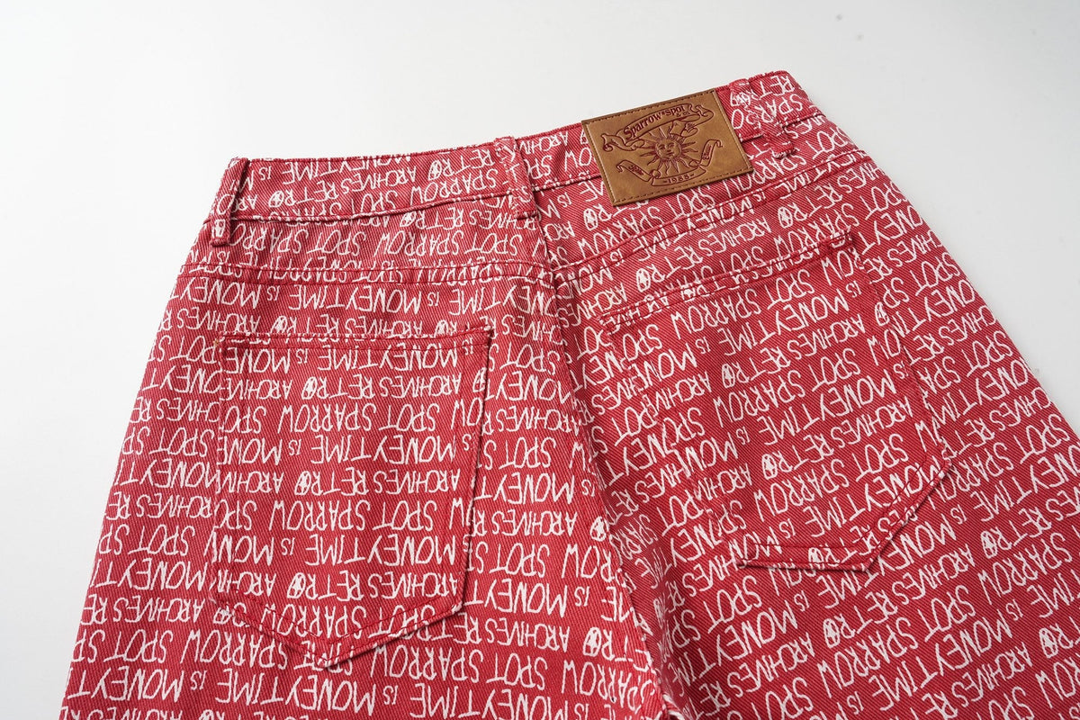 Madxmarx Hose mit Allover-Schriftprint und weitem Bein