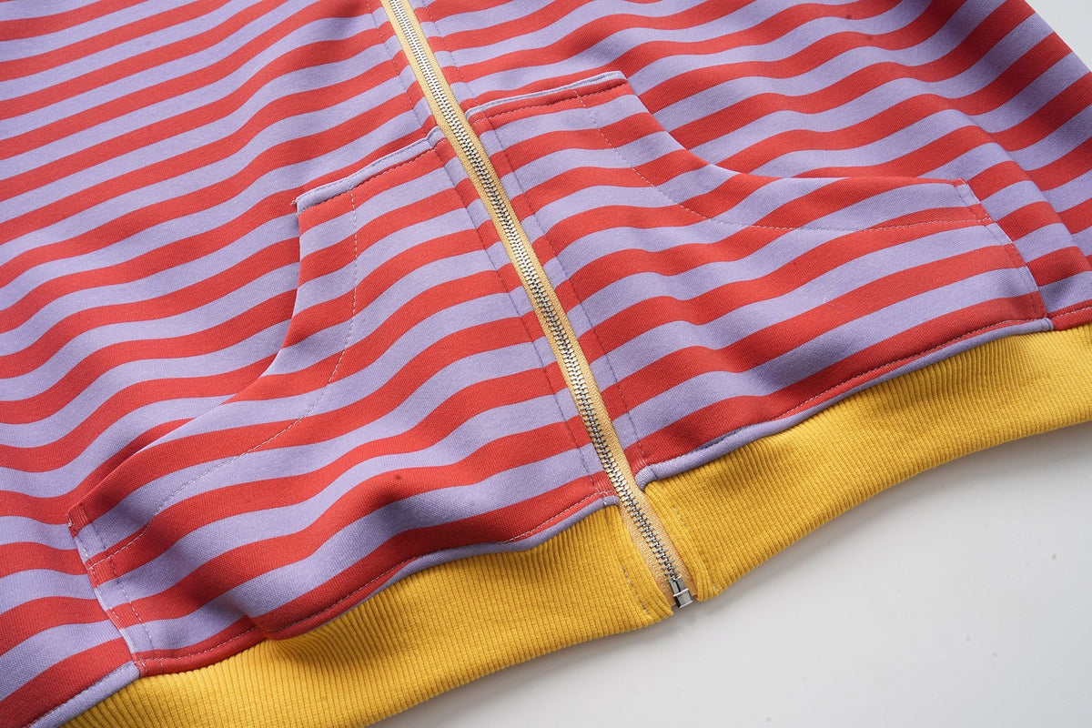 Madxmarx Striped Zip-Up Hoodie