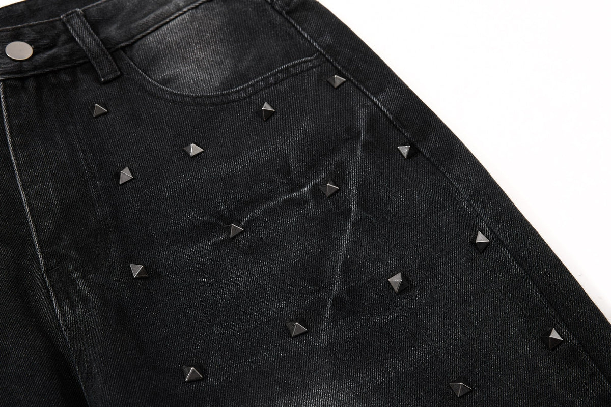 Madxmarx Studded Wide-Leg Denim Jeans