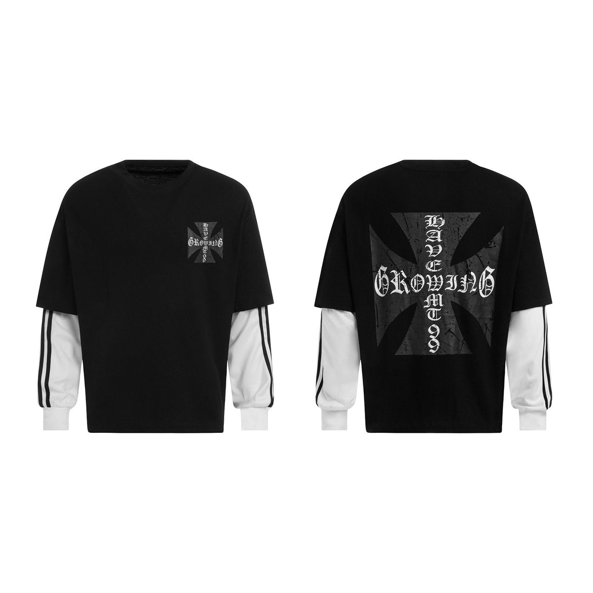 Madxmarx Layered Gothic Cross Long Sleeve Tee