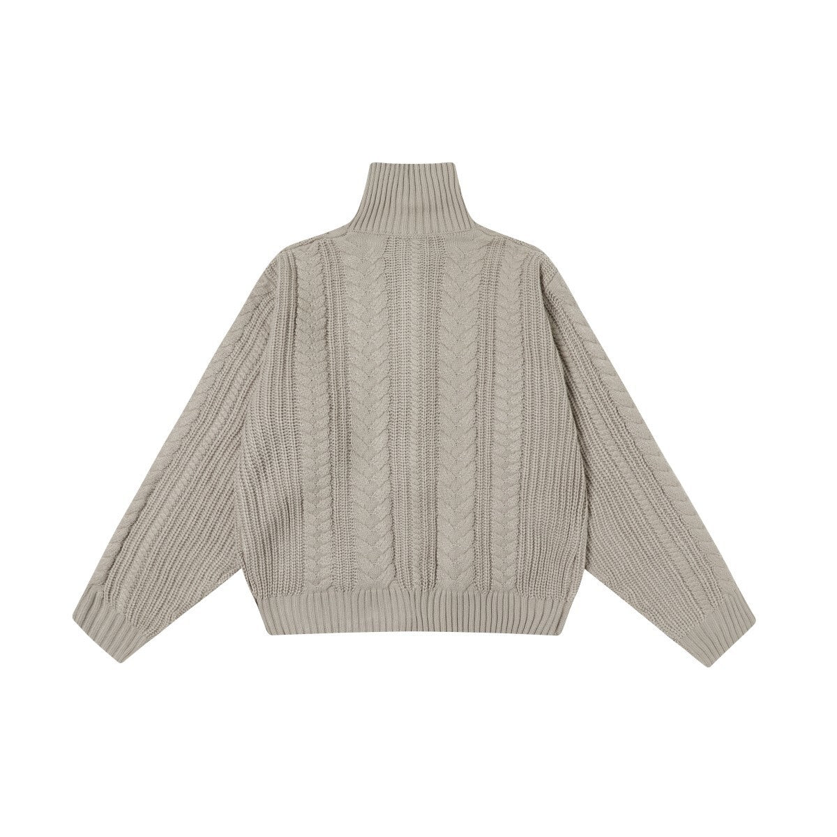 Madxmarx High Neck Cable Knit Zip Sweater