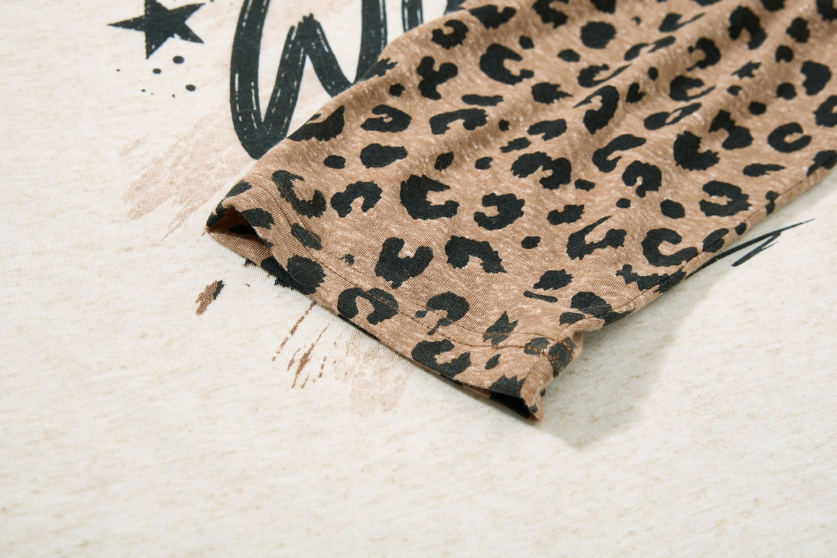 Madxmarx Wild Free Leopard Raglan Long Sleeve Tee
