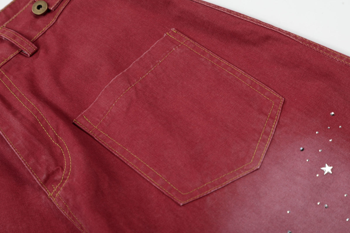 Madxmarx „Vintage Red Splatter Wide-Leg Pants“