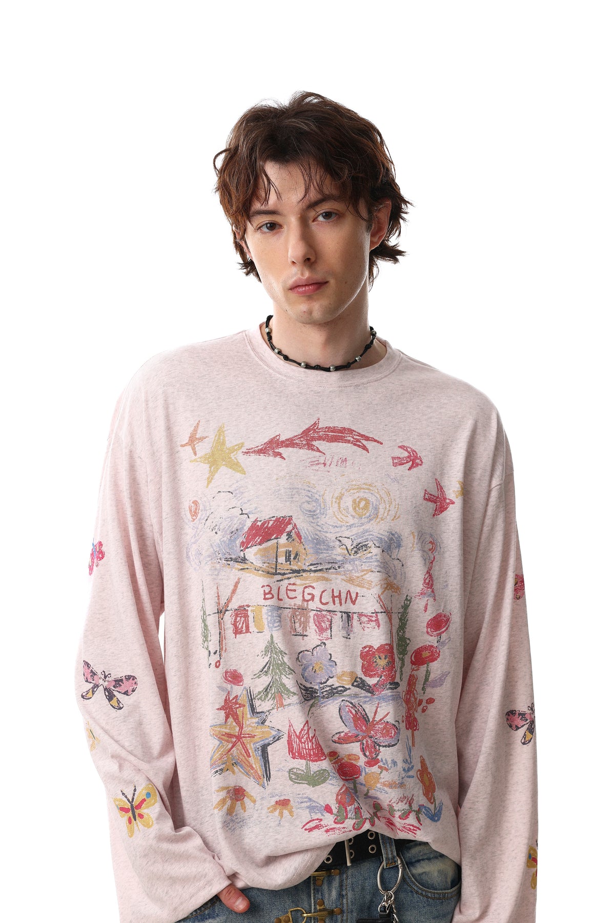 Madxmarx Hand-Drawn Art Graphic Long Sleeve Tee